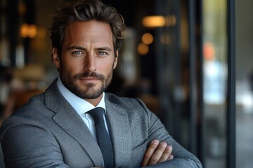Fototapeta premium A man posing for a photo wearing a suit and tie, ideal for business or professional use