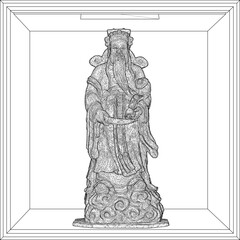 Vector sketch illustration of traditional chinese ethnic wisdom holy god statue decoration design 