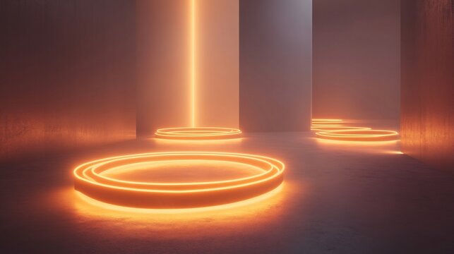 Empathy represented overlapping warm glowing circles radiating soft calming light set in a minimalist and serene visual space