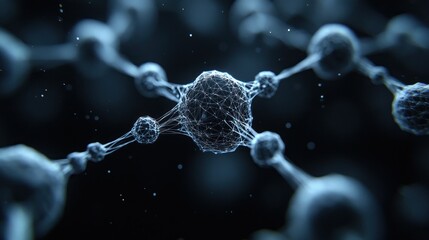 Abstract 3D illustration of a network of connected spheres.