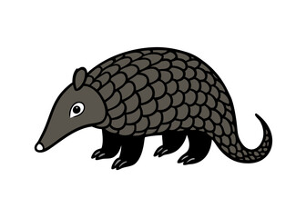 pangolin black silhouette vector, Simple silhouette Design vector icon with white background. Wild animal silhouette
