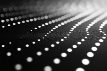 A close-up image of black and white patterns featuring circles and dots