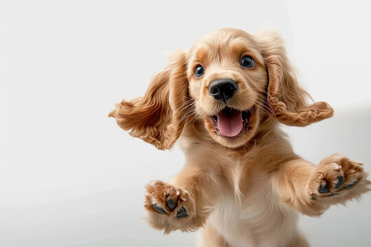 Verspielter Cocker-Spaniel-Welpe mit fr&ouml;hlichem Ausdruck, Playful Cocker Spaniel puppy with a cheerful expression