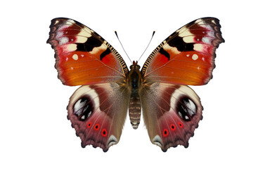 Vibrant Gradient Butterfly with Intricate Red, Orange, and White Patterns Isolated on Transparent Background PNG
