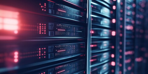 Rows of servers in a modern data center facility