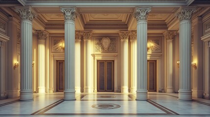 Fototapeta premium Decorative structural refinements in classical architectural designs with elegant ornate columns