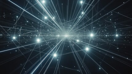 Fototapeta premium Abstract digital network with glowing lines and points.