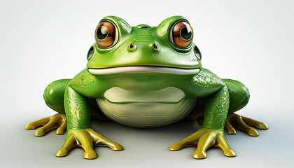 Obraz premium green frog on a white background 3d render isolated