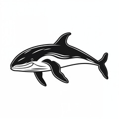 Fototapeta premium Whale, side view, simple black and white sketch, icon, minimalism, solitude, close-up, animal, concept, nature, for printing, no people