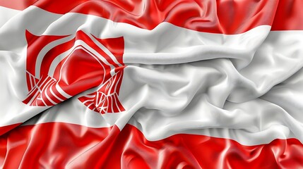Flag of the Republic of Poland waving in the wind isolated on white background