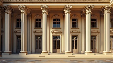 Obraz premium Elegant structural refinements in classical architectural designs with decorative ornate columns