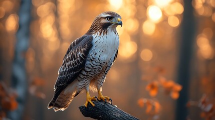 A red tailed hawk perched on a branch