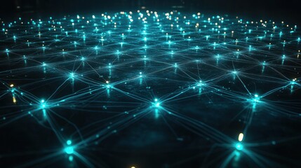 Obraz premium Abstract glowing blue network on a dark background.