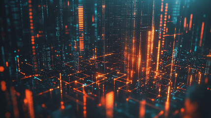 Fototapeta premium Smart digital Innovation city with connection network reciprocity over the twilight cityscape. of future smart wireless digital city and social media networking systems that connects people with city