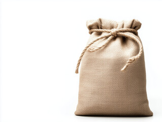 Burlap Sack on White Background: Rustic and Versatile Storage Solution