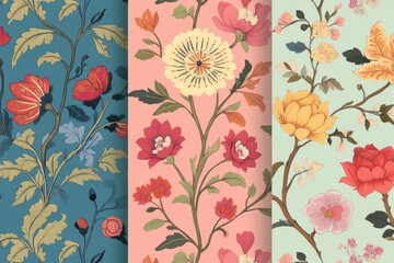 A collection of four unique floral patterns suitable for desktop or mobile devices
