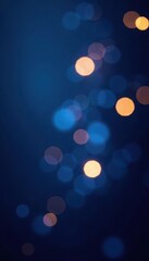 Deep blue bokeh, blurred lights, abstract texture, elegant, overlay, sparkling