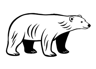 polar bear vector icon with white background. Wild animal silhouette