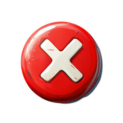 Fototapeta premium A digital illustration of a red circular button featuring a white X symbol indicating cancellation or negation.