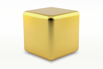 Fototapeta premium Glossy Golden Cube Isolated on White