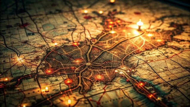 Shanghai WWII Military Map - Long Exposure Night Photography