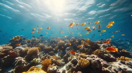 Naklejka premium Vibrant Coral Reef Fish Underwater Scene