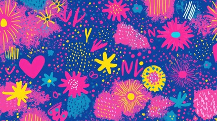Vibrant Abstract Floral Pattern: A Burst of Color and Joy