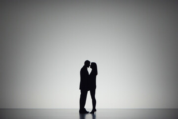 Obraz premium A couple is kissing in a black and white photo