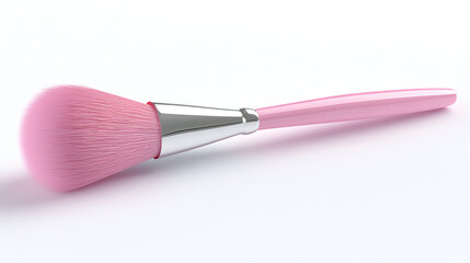 pastel pink makeup brush with soft bristle head and sleek silver ferrule, perfect for applying cosmetics with precision and ease