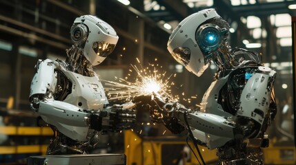 Robots welding robotic arms for humanoid robots in zero gravity