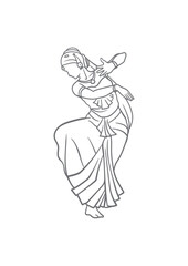 line sketch of a classical indian dancer