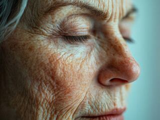 Close-up of Aging Skin with Visible Changes and Freckles &ndash; Dermatology Concept