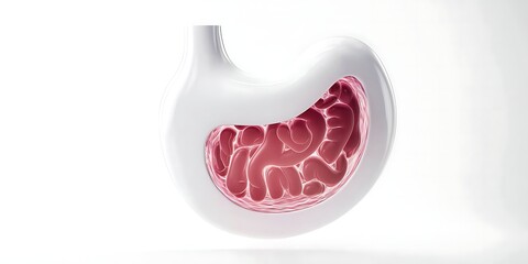 Obraz premium Blank human stomach 3d isolated on white digestion anatomy background with organ internal health body digestive biology system or medical healthy concept and empty esophagus abdomen gastric object