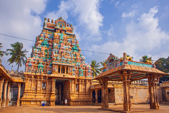 Trichi,  India - January 12, 2023: Sri Ranganatha Swamy Temple, Srirangam, Hinu Temple in Trichy, Tamil Nadu, India. Place of worship.