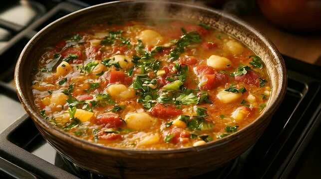 Steaming lima bean stew, kitchen stovetop,  home cooking, healthy meal
