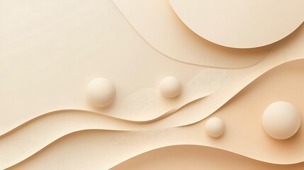 Abstract Beige Waves and Spheres Background Design