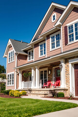Obraz premium Captivating Suburban House: Architectural Design, Landscaping, and Exterior Details