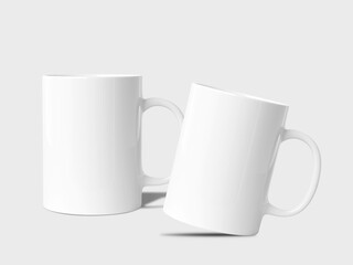 Two Tea mug mockup, Blank ceramic mug mockup