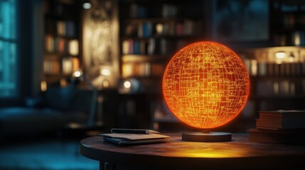 Illuminated lamp with mathematical formulas. Idea, science and knowlegde concept. 3D Rendering.