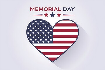 Obraz premium Heart-shaped USA Flag design for Memorial Day