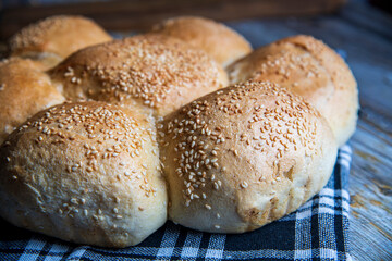 Delicious flower bread with sesame