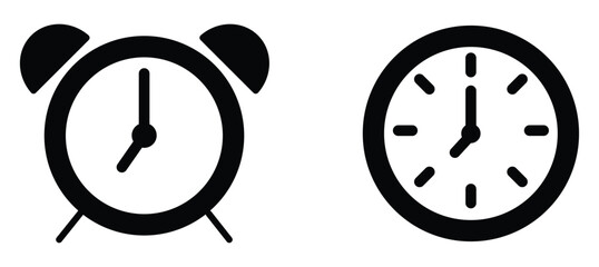 clock vector icon, time sign, appointment sign, simple black and white clock, clock icon in a circular shape, vector illustration on transparent background