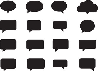 Speech bubble dialogue box silhouette vector set