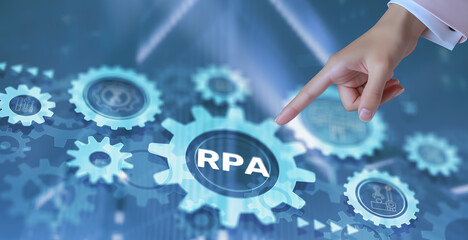 RPA Robotic process automation. Business optimisation innovation concept