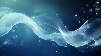 Abstract Blue Wave With Glowing Particles Background
