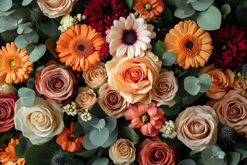 A Beautiful Arrangement Of Roses Gerbera And Other Flowers