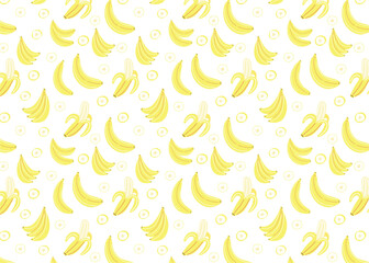 Banana pattern vetor illustration. Hand drawn bananas siamless pattern, friut pattern