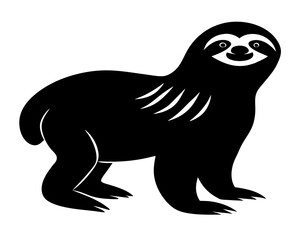 sloth black silhouette vector, Simple silhouette Design vector icon with white background. Wild animal silhouette