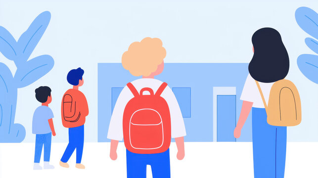 Peer Pressure, illustration, A child is pressured by peers to skip school, illustrating the challenges of peer influence and academic commitment in a high-fidelity image.
