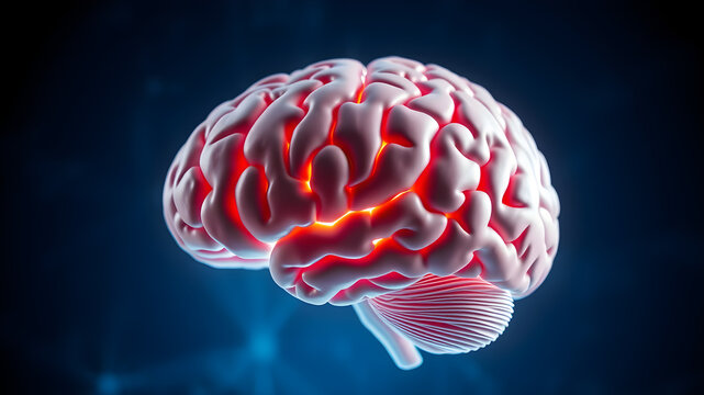 Human brain Anatomical Model 3d illustration. Generative AI